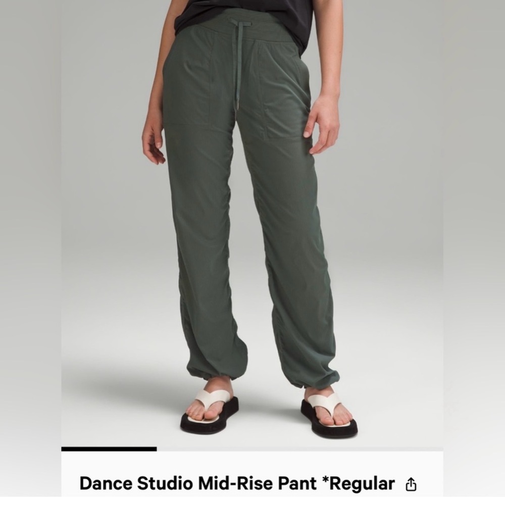 lululemon Dance Studio Mid-Rise Pant *Regular SZ 12 Dark Forrest New Co…